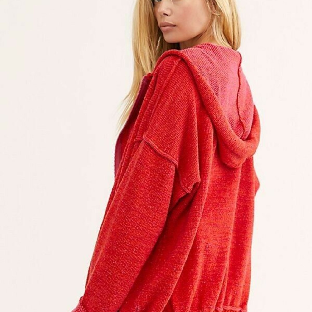Free People In Bloom Oversized Red Hoodie XS
